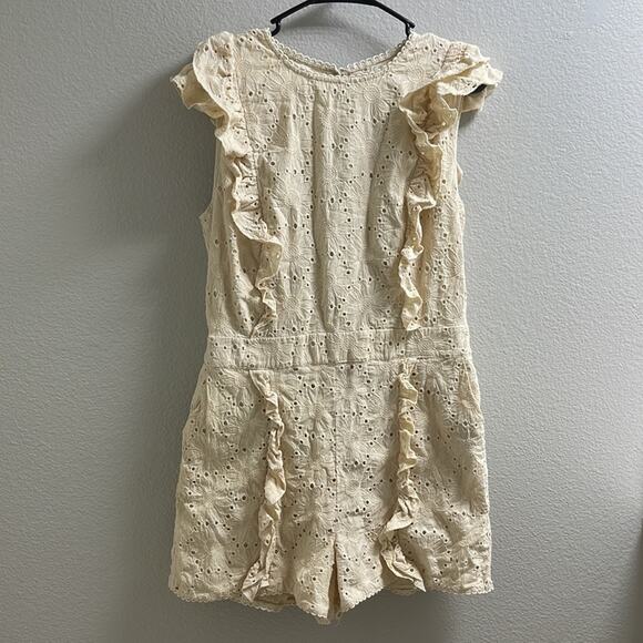 A23) Happy X Nature Sexy Open Back Ruffed Lace Sleeve Romper Short Pants size 12 - Picture 1 of 16